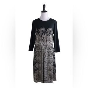 J. Jill Black Wearever Collection Paisley Print Stretch Dress Size Medium
